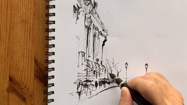 Architect's Sketch Paris / Ink Line Urban Sketch / Loose Style / Fude nib Fountain Pen смотреть онлайн