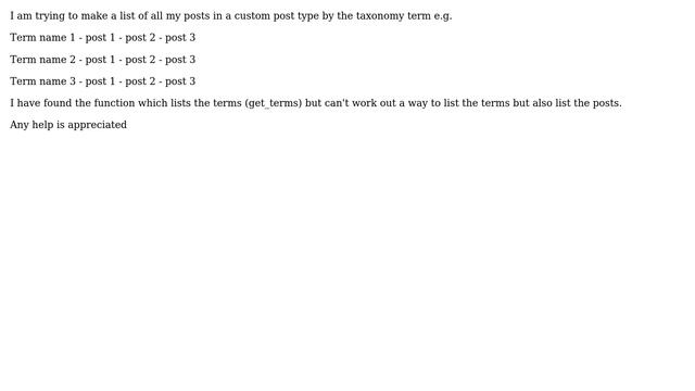 Wordpress: List Taxonomy terms along with their posts смотреть онлайн