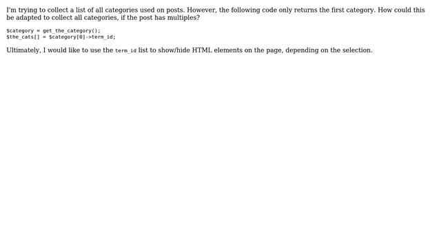 Wordpress: Store All Post Categories In Array смотреть онлайн