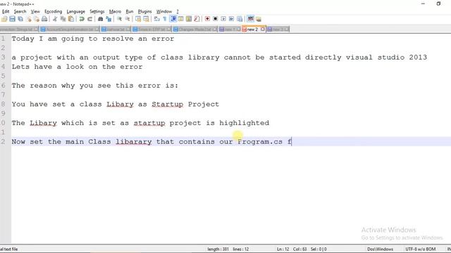 a project with an output type of class library cannot be started directly visual studio 2013 смотреть онлайн