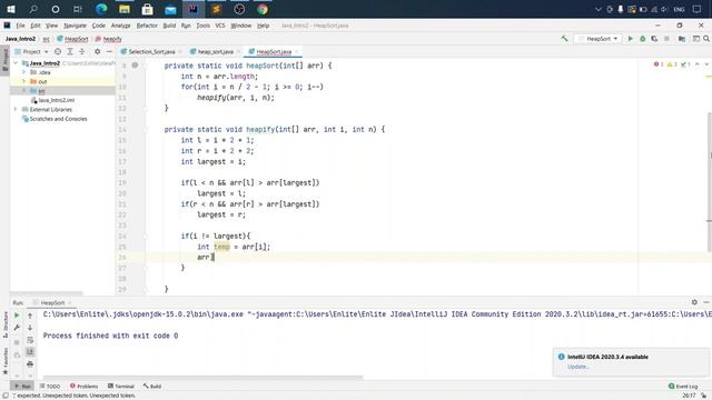 1.7.1 Решение heapsort(сортировка кучи) на Java смотреть онлайн