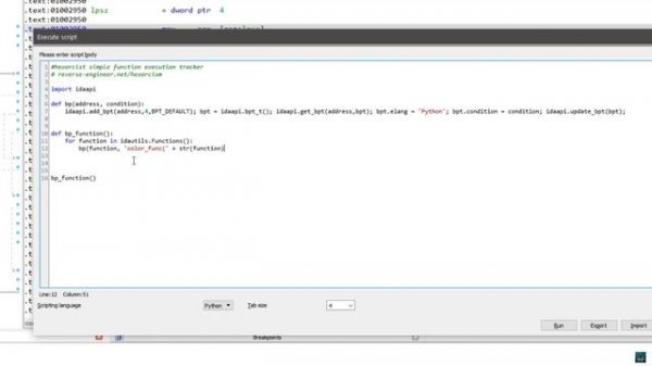 IDA Pro: How to write IDA Python script to track executed functions