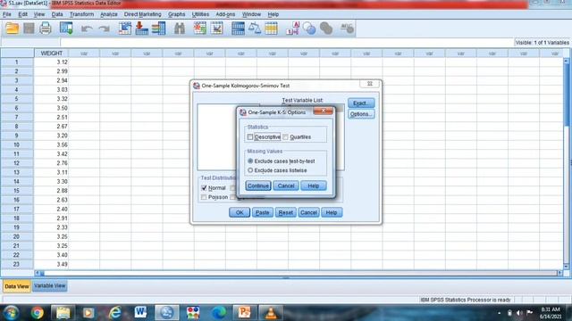 KOLMOGOROV-SMIRNOV TEST SAMPLE 1| ONE SAMPLE смотреть онлайн