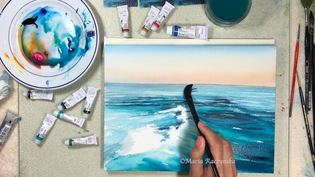 Sea Water In Watercolors Painting Tutorial