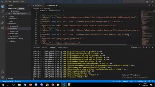 Flask + Render Template + Visual studio code