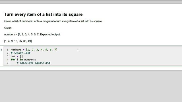 Turn every item of a list into its square смотреть онлайн