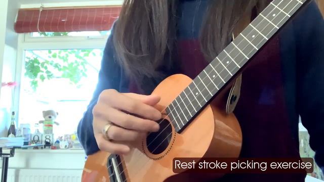 Rest stroke fingerpicking on ukulele - D major scale exercise