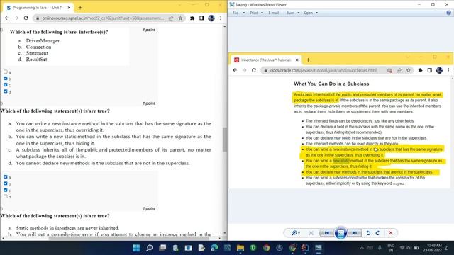 NPTEL Programming in Java Week 5 Quiz answers with detailed proof of each answer смотреть онлайн