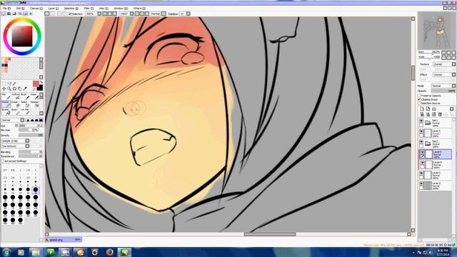 Drawing anime -wacom Paint tool sai- skin shading смотреть онлайн