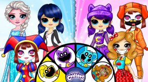 Маринетт, Эльза, Харли Квин, Принцесса Пич: Улыбающиеся Твари из Поппи Плейтайм - Идеи из бумаги DIY