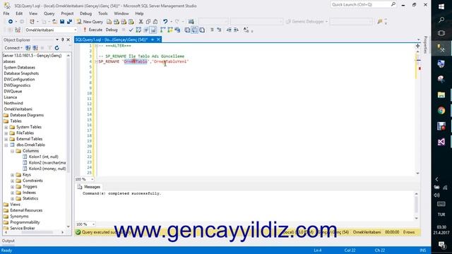 63-) T-SQL Sp_Rename Komutu İle Tablo Adını Değiştirme смотреть онлайн