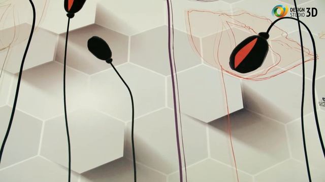 3D фотообои "Маки в стиле модерн" смотреть онлайн