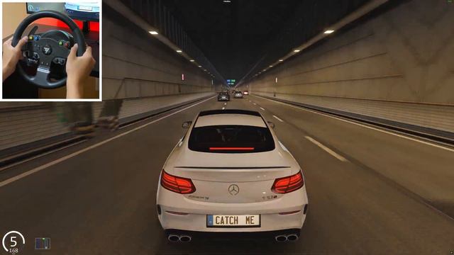 AMG C63 CUTTING UP WITH RANDOMS IN TRAFFIC ON ASSETTO CORSA (Steering Wheel) смотреть онлайн