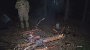 Одиночный поход в лес с ночёвкой в палатке. Готовка на костре