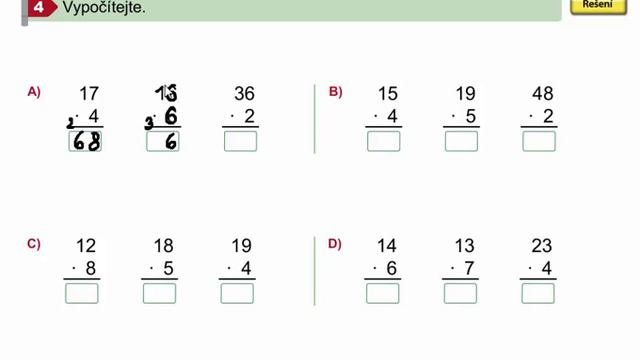 Písemné násobení - vyvození(příklady), Matýskova matematika 7. díl, strana 53, cvičení 4 смотреть онлайн