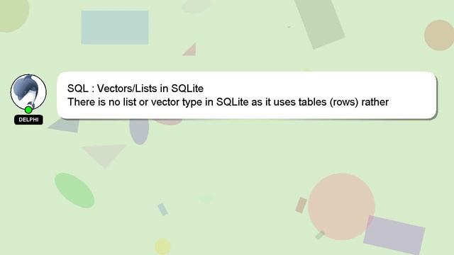 SQL : Vectors/Lists in SQLite смотреть онлайн
