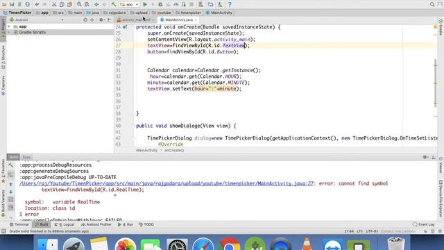 TimePicker Dialog : Android App Development Tutorial #6 in Hindi смотреть онлайн