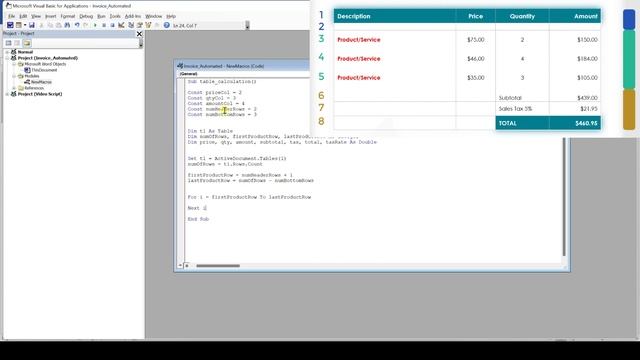 Beginner tutorial for Word macro/VBA (automatic price calculation of an invoice) смотреть онлайн