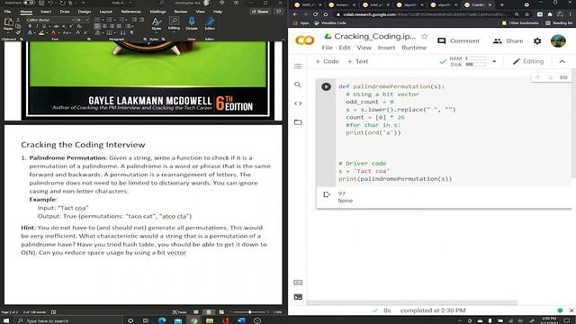 Palindrome Permutation: Using a Bit Vector {Google Interview Problem} смотреть онлайн