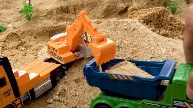 Экскаватор, Трактор, Мусоровозы - Построить мост - мультик про машинки смотреть онлайн