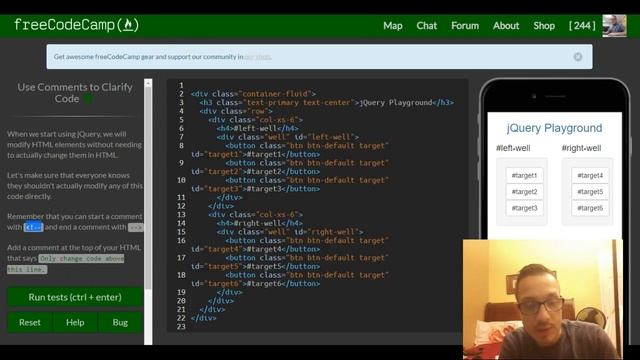 Use Comment to Clarify Code, freeCodeCamp Bootstrap Review, Lesson 31 смотреть онлайн