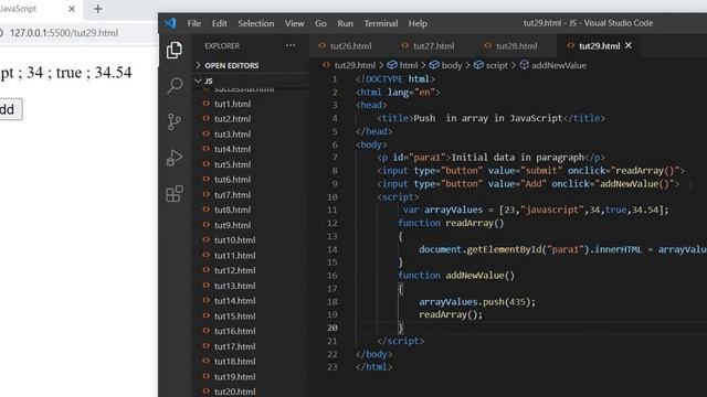 29. Push and Pop in array in JavaScript | JavaScript tutorial for beginners in Hindi смотреть онлайн