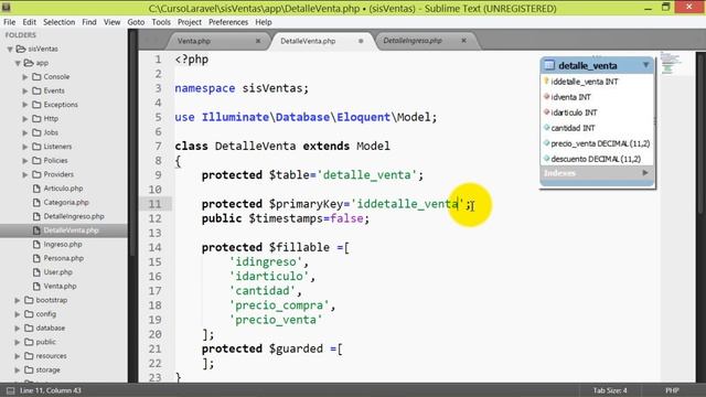 Sistema web PHP con laravel y Mysql (26-36) Modelo: Venta, Detalle Venta смотреть онлайн