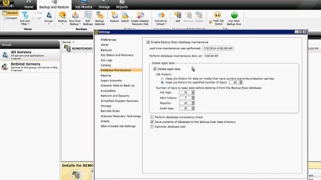 How to manage database maintenance in Backup Exec 2014 смотреть онлайн