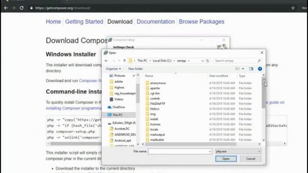 Install Composer on Windows 10 with Xampp