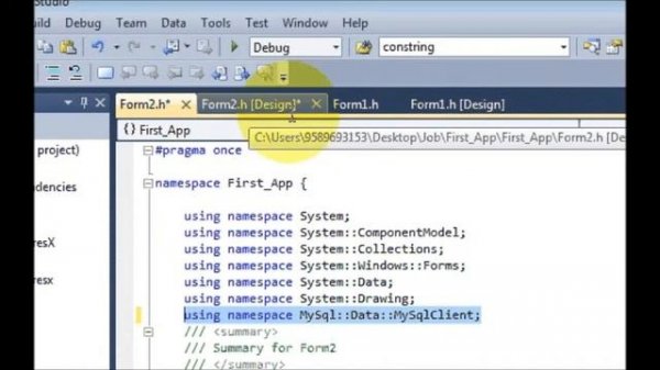 Visual C++ Tutorial 9 -Windows Forms Application: Insert/Save data to database  Part 1