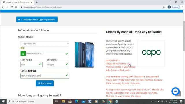 How to unlock Oppo Reno 5G EE O2 by network unlock code - safe and easy bigunlock.com смотреть онлайн