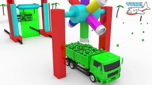 Les Excavatrices Chargent Les Camions Avec Des Balles, Les Piscines Avec Des Peintures