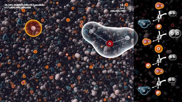 Simulation of Hydrogen burning under 100,000,000x microscope (2H2+O2=2H2O) смотреть онлайн