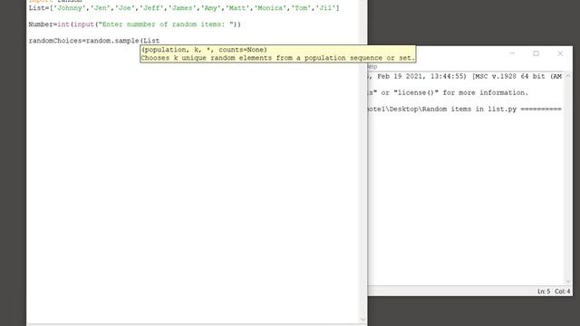 Python lists - Select multiple random items from list смотреть онлайн