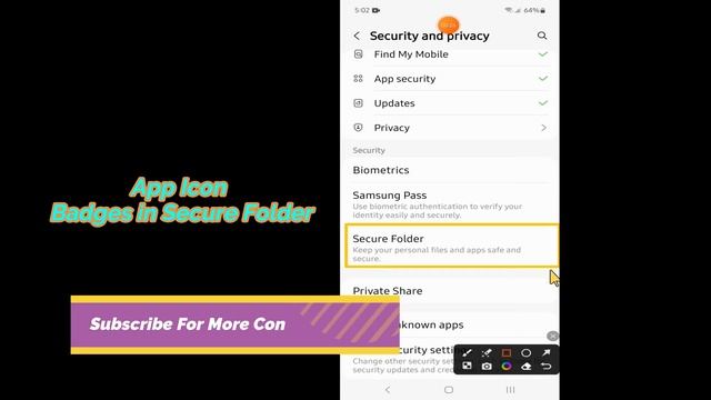 Samsung Galaxy S23 Ultra How to Enable/Disable App Icon Badges in Secure Folder смотреть онлайн