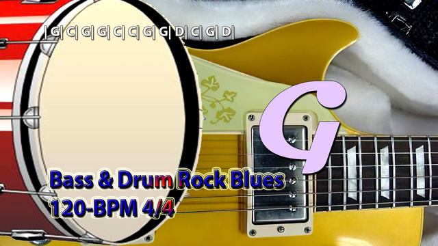 Bass & Drum Rock Blues 120 Bpm 4/4 in G-major Backing Track Jam смотреть онлайн