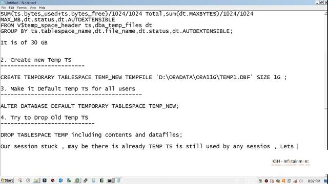 How to Resize or Recreate Temporary Tablespace In Oracle Database смотреть онлайн