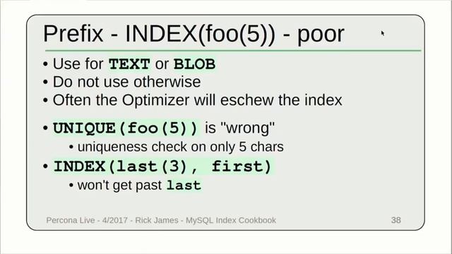 Cookbook for Creating INDEXes -- All about Indexing смотреть онлайн