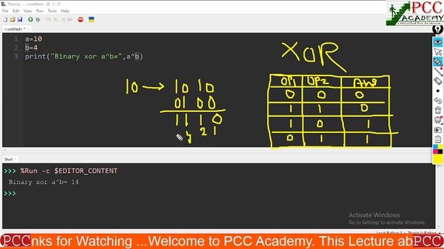 CLASS-14 || O LEVEL || BITWISE OPERATORS || PYTHON PROGRAMMING (M3-R5) || PCC ACADEMY || смотреть онлайн
