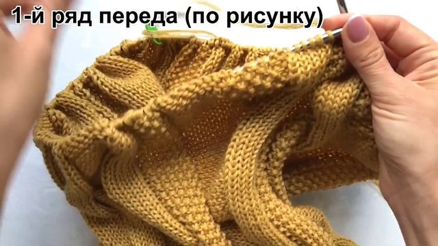 Мастер-класс стильный свитер с косами спицами. ?? Подробный попетельный МК. Aran Sweater Pattern.