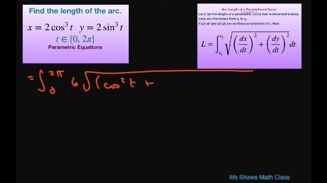 Find length of the arc for x = 2 cos^3 t , y = 2 sin^3 t on [0, 2pi]. Parametric equations смотреть онлайн