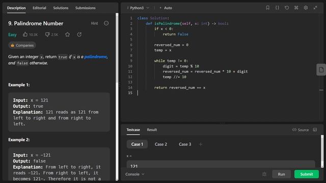 Solve Palindrome Number in Python | LeetCode #9, Step-by-Step Solution смотреть онлайн