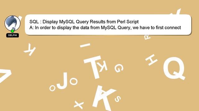 SQL : Display MySQL Query Results from Perl Script смотреть онлайн