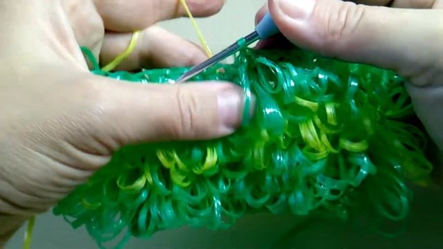 Мочалка простая в полоску | Вязание мочалок | Вязание крючком | ТДД