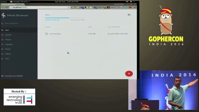 Gophercon India 2016 - Minio: Amazon S3 alternative in Go by Anand Babu Periasamy смотреть онлайн