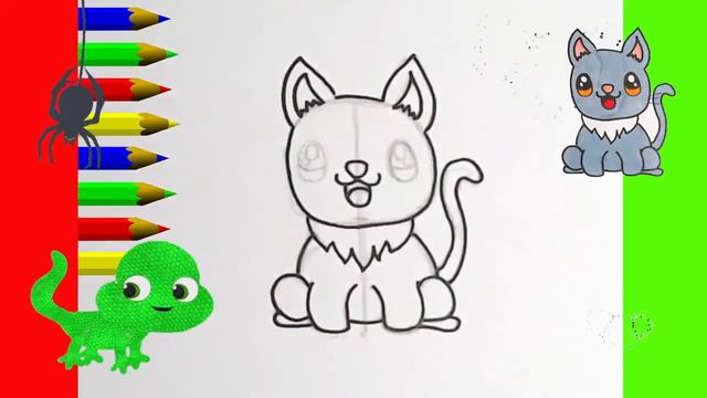 Как нарисовать МИЛЫЙ. просто, Рисунки для начинающих. кот смотреть онлайн