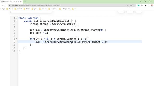 Leetcode 2544. Alternating Digit Sum in java || 5 Contest || Today contest смотреть онлайн