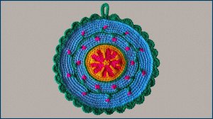 Вязание круглой прихватки. Прихватка крючком. Вязание крючком. Часть 1.