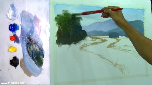 Acrylic Landscape Painting Tutorial on Bigger Canvas | Basic Blocking In | Part 1 by JMLisondra смотреть онлайн