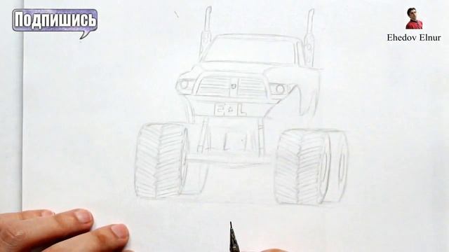 Как нарисовать машину Джип Додж (Ehedov Elnur) How to draw a monster truck Dodge смотреть онлайн
